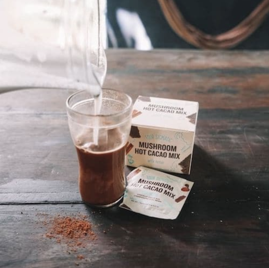 5.    Four Sigmatic Mushroom Hot Cacao   , Amazon   (can also order from    Thrive   ) : I am so grateful I learned about Four Sigmatic, because their products have become one of my favorite daily rituals. I often start my day with either Mushroom Coffee or Chaga, but almost every single day I have a cup of the Mushroom Hot Cacao before bed. Reishi is calming and soothing, and the cacao satisfies my sweet tooth when I would reach for a dessert.
